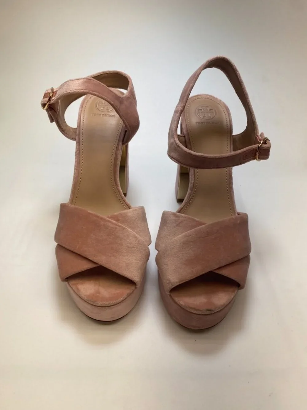 Tory Burch Womens Velvet Loretta Pink Suede Platform Sandals Sz 11